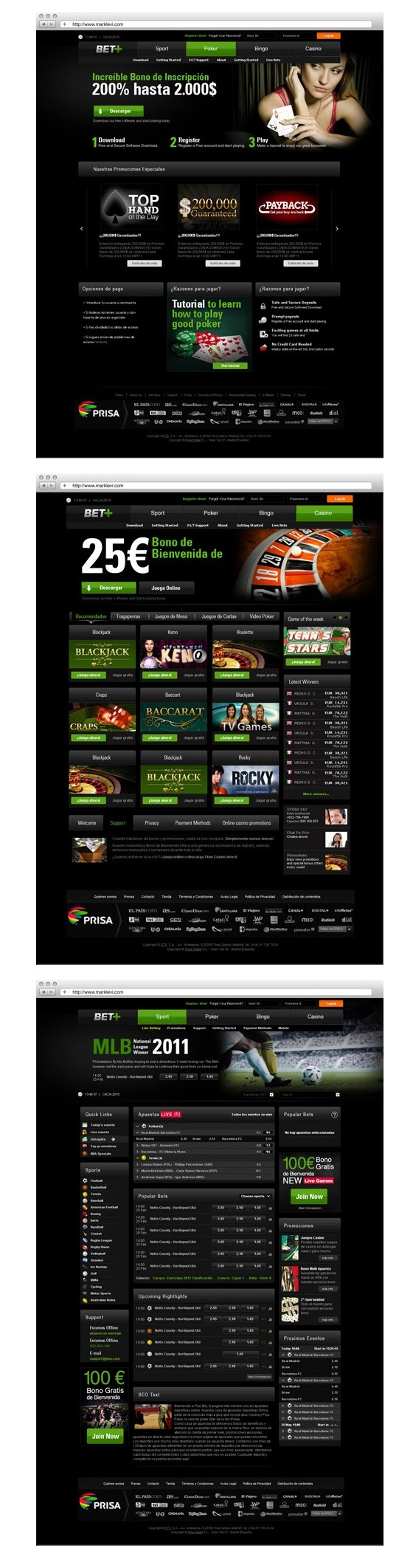 Design process for BET+, showcasing key stages and workflows