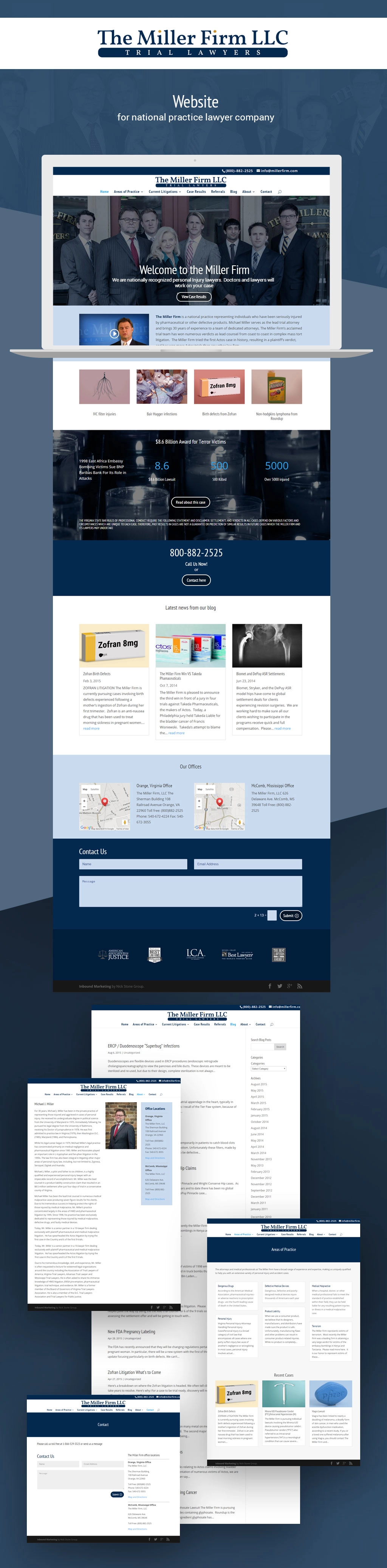 Design process for The Miller Firm, showcasing key stages and workflows