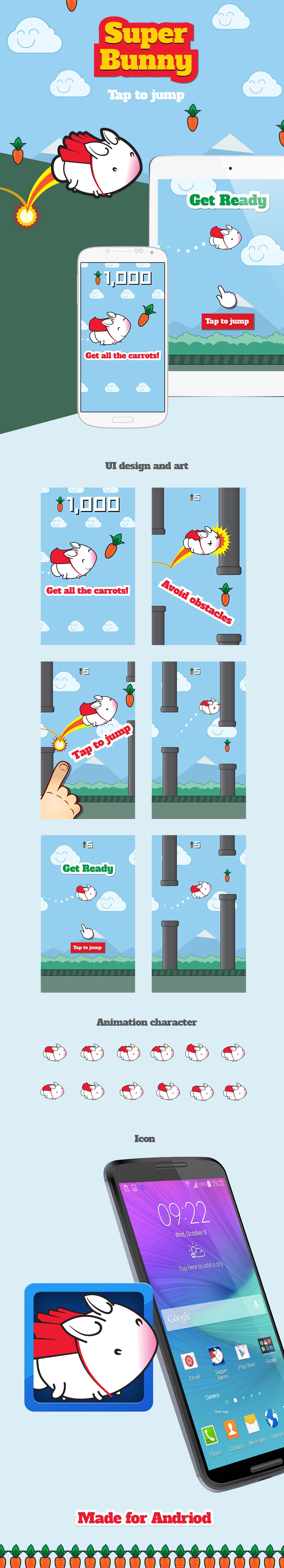 Design process for SuperBunny, showcasing key stages and workflows