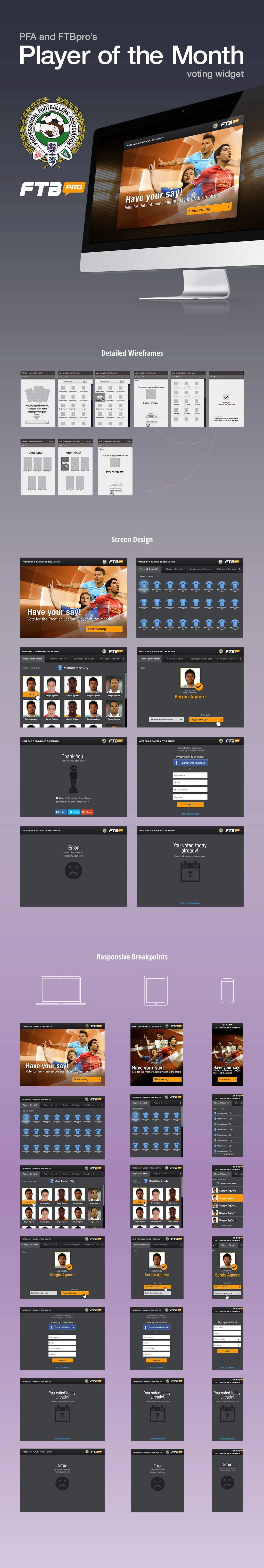 Design process for Player of the month, showcasing key stages and workflows
