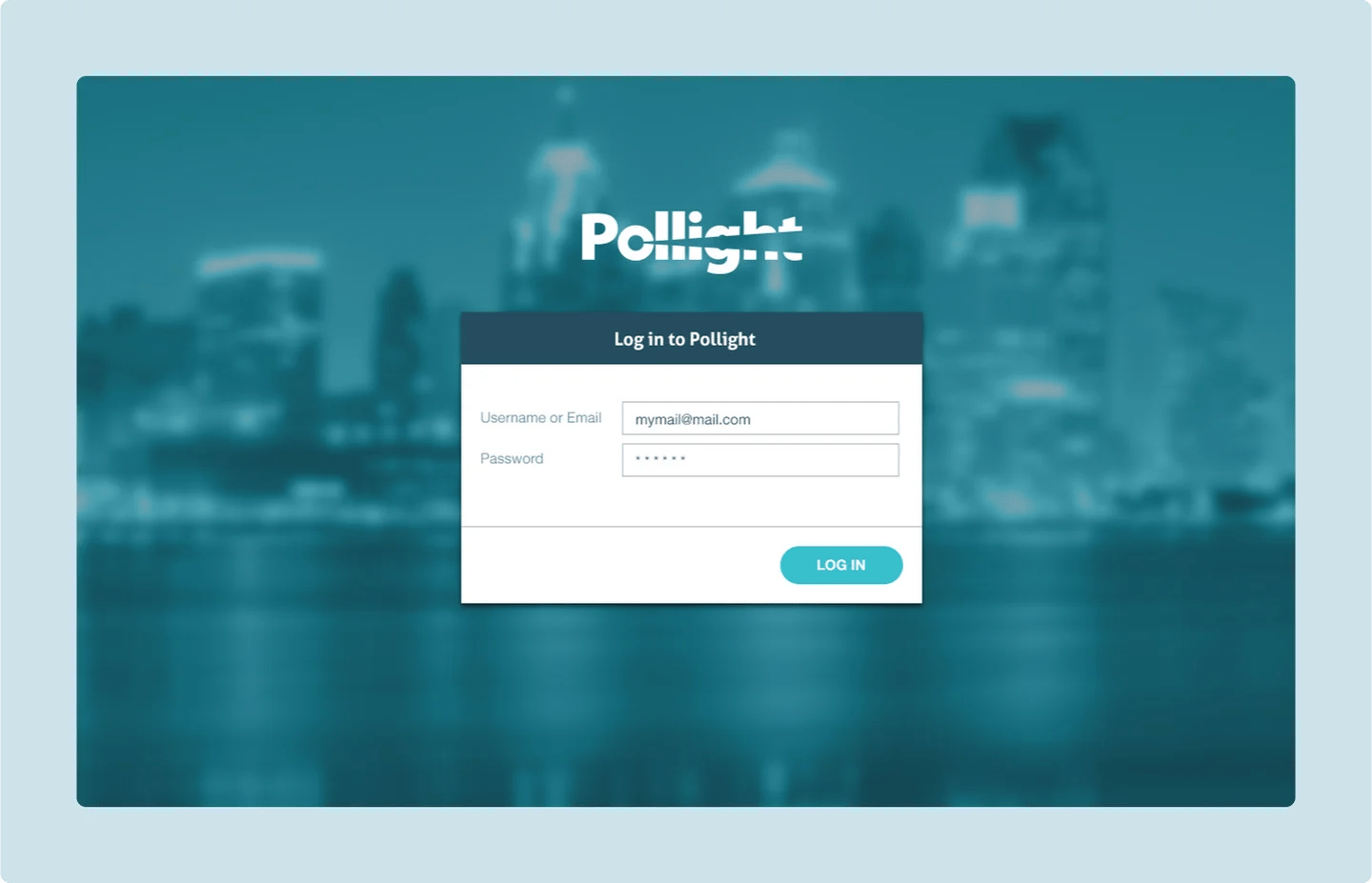 Login screen for Pollight